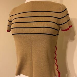 Tan and blue knit top size small petite